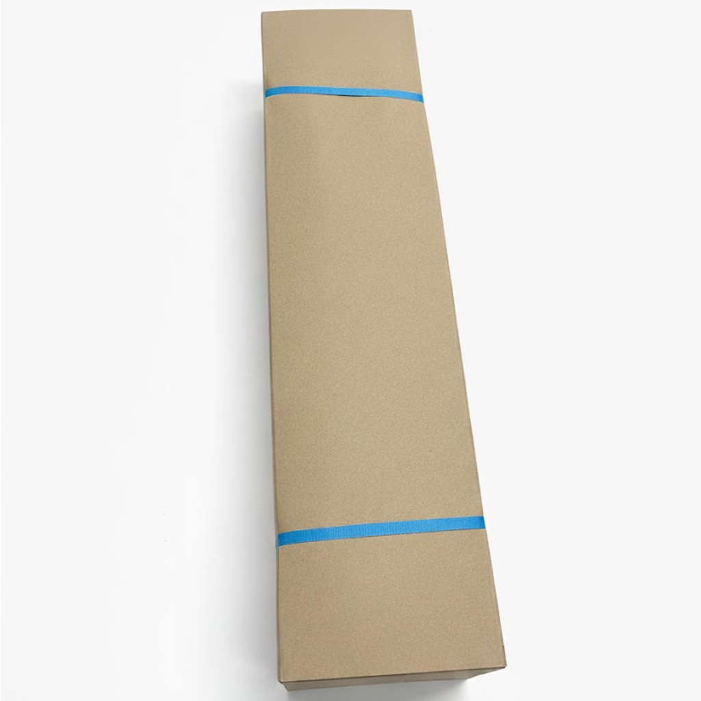 Présentation du produit 1/2 Tour de Caisse Gris 20x80cm Pour Caisse 50x30cm pommes sur fond neutre