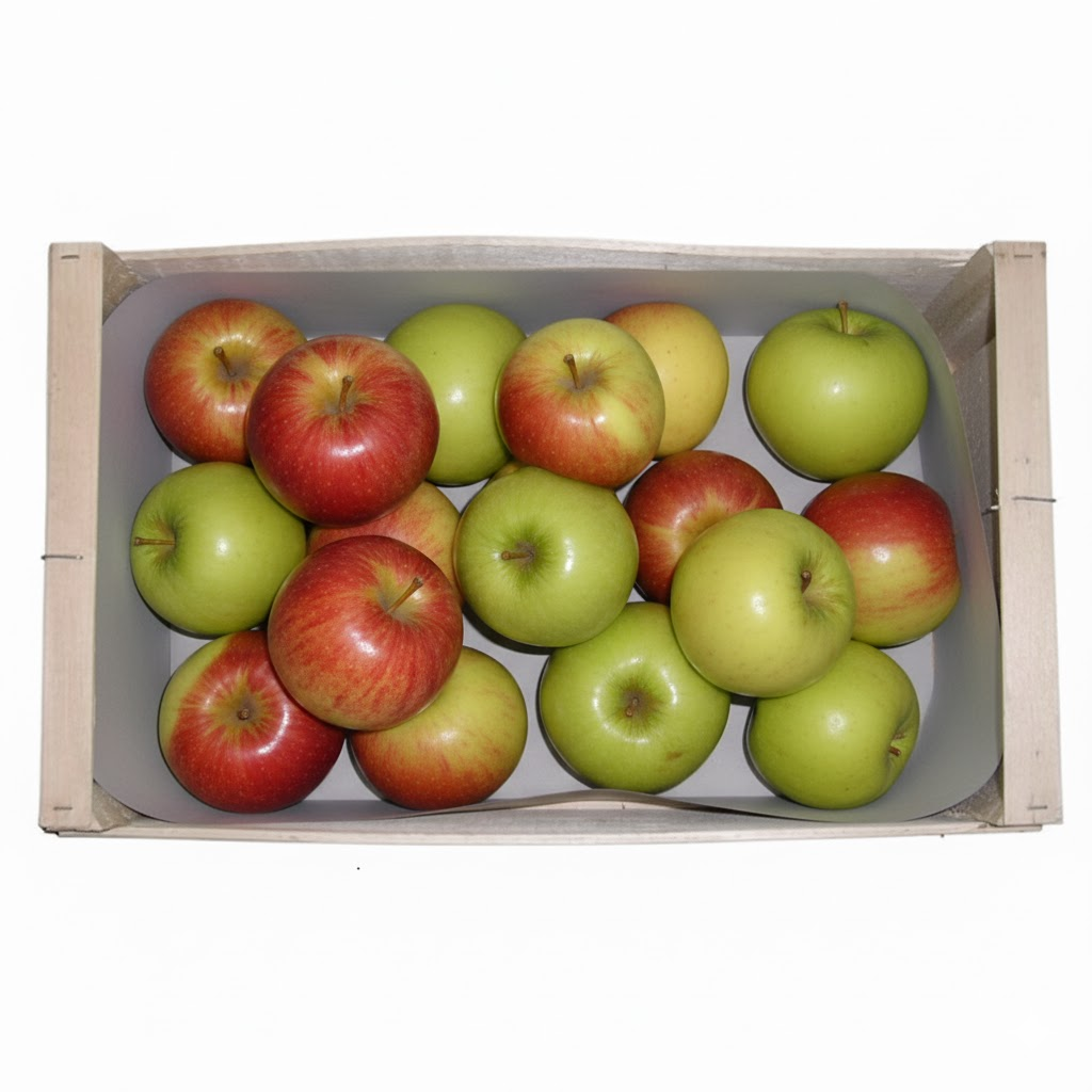 Démonstration de l'utilisation du produit 1/2 Tour de Caisse Gris 20x80cm Pour Caisse 50x30cm pommes sur fond neutre