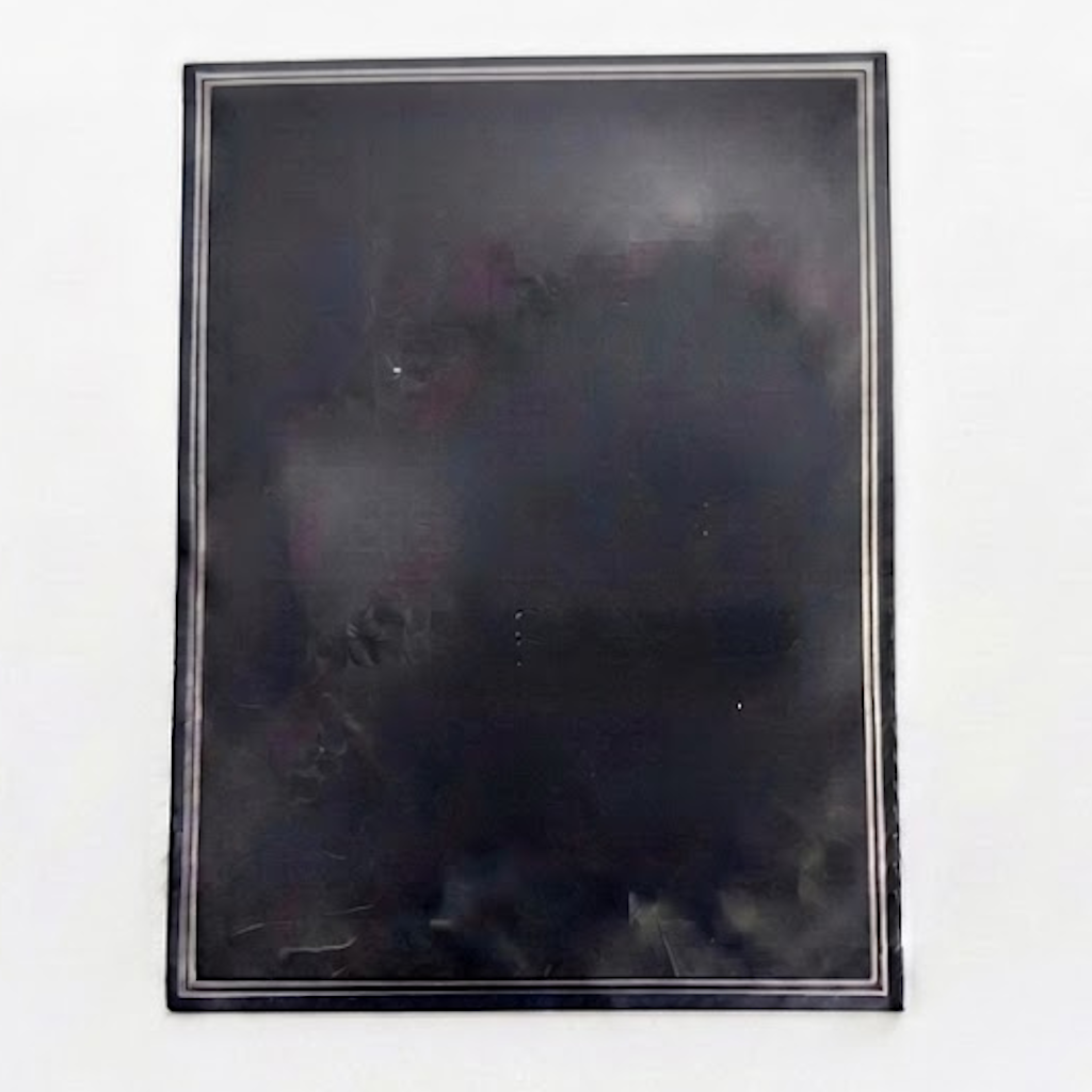 Ardoisine noire 20x15 cm en PVC avec cadre argenté, surface effaçable pour écriture à la craie