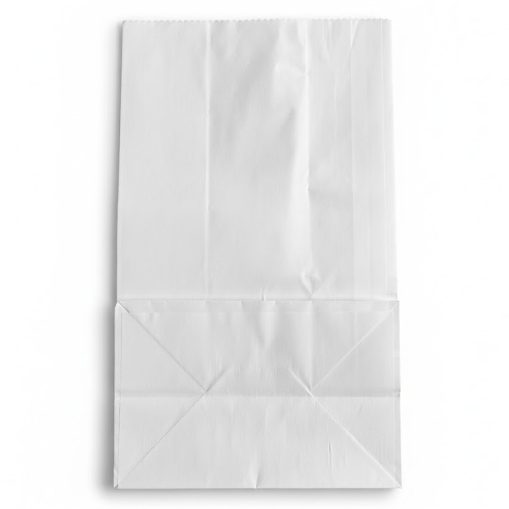 Photo de l'arrière d'un sac SOS blanc 2 feuilles adapté pour 5kg de farine