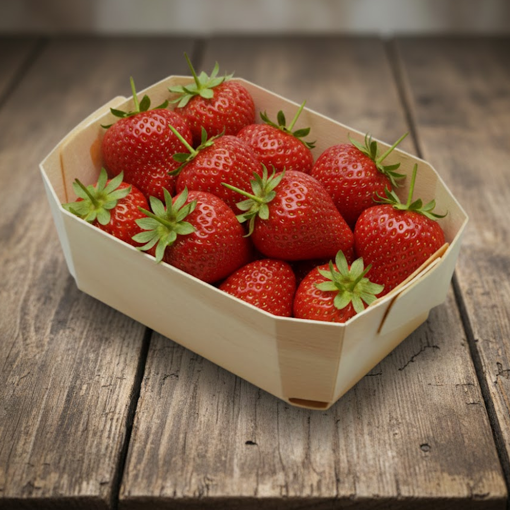 Démonstration de l'utilisation du produit Barquette Bois 140x90x45mm - 250g dans la vie de tout les jours