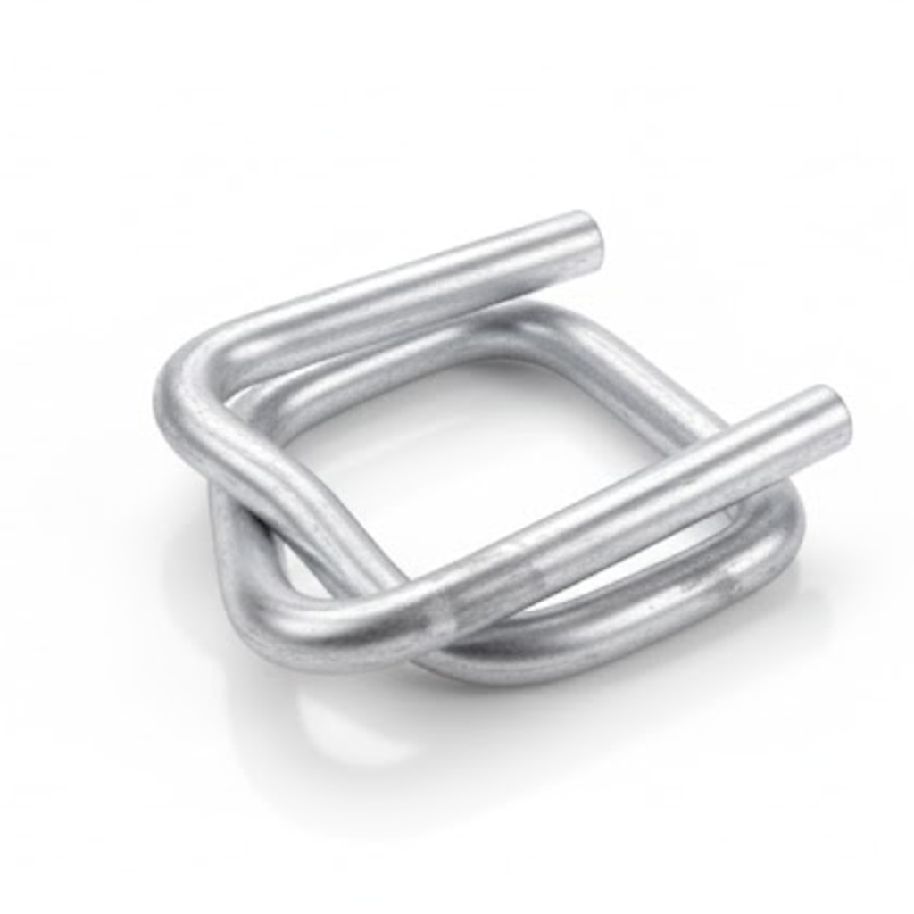 Présentation du produit Boucle métal 13mm Acier Galvanisé pour Feuillard 13mm sur fond neutre