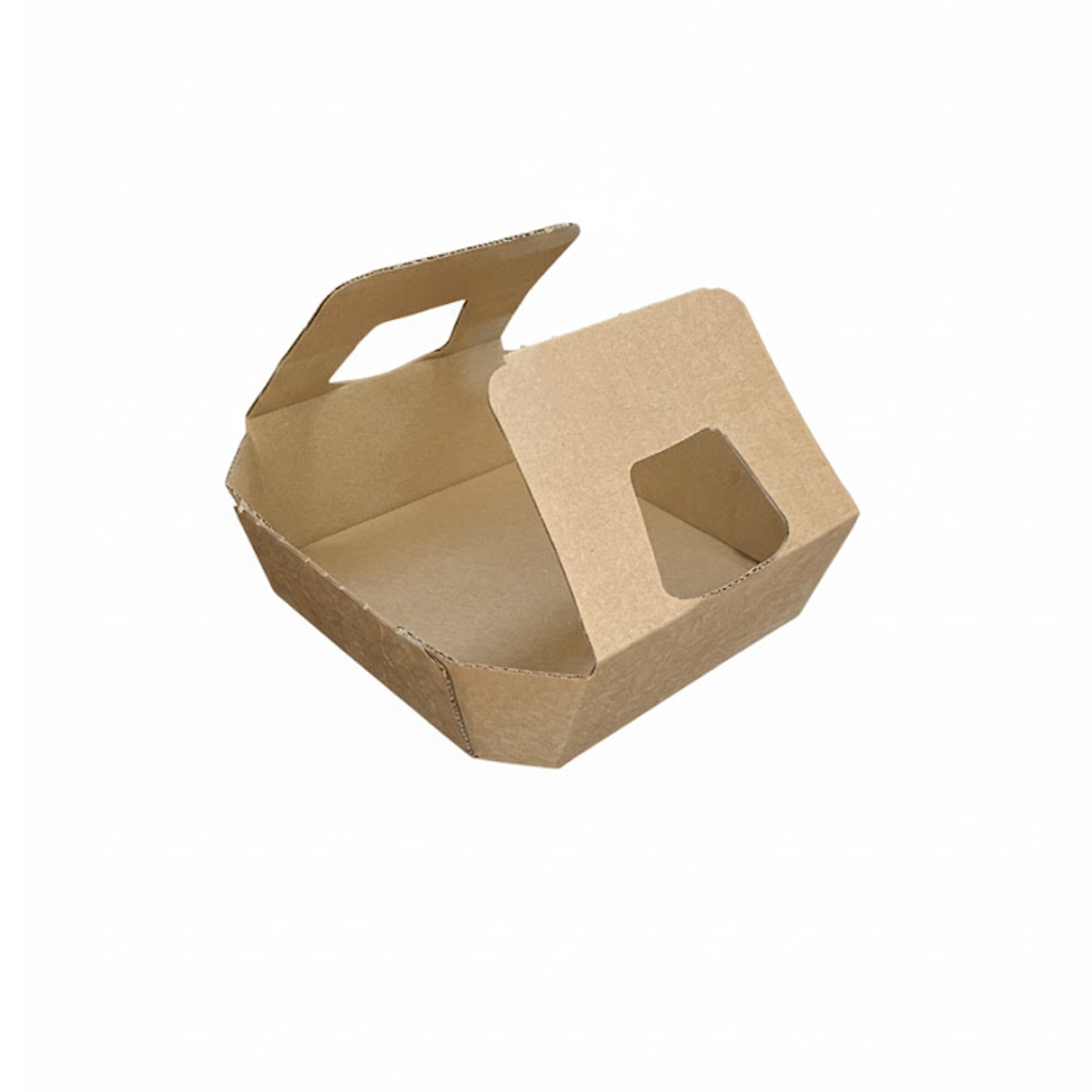 Présentation du produit Barquette Carton 4 Fruits M 130x125 H40mm avec Rabat sur fond neutre