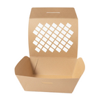 Présentation du produit Barquette Carton 250g Kraft + Couvercle Grillagé sur fond neutre