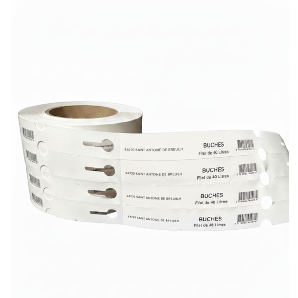 Démonstration de l'utilisation du produit Etq Boucle Blanche clé arrière 25x238mm en 4 de front sur fond neutre