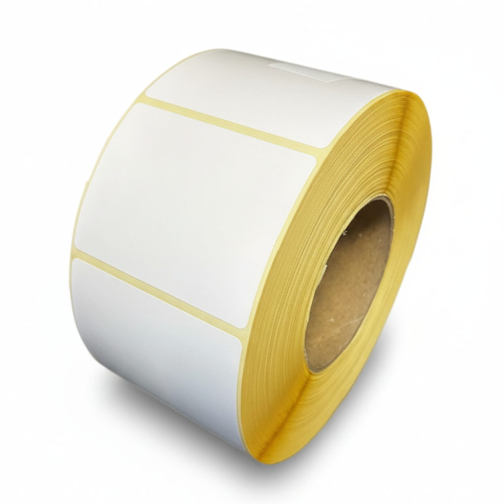 Présentation du produit Etq Adhésive 80x60mm Couché Neutre Blanche sur fond neutre
