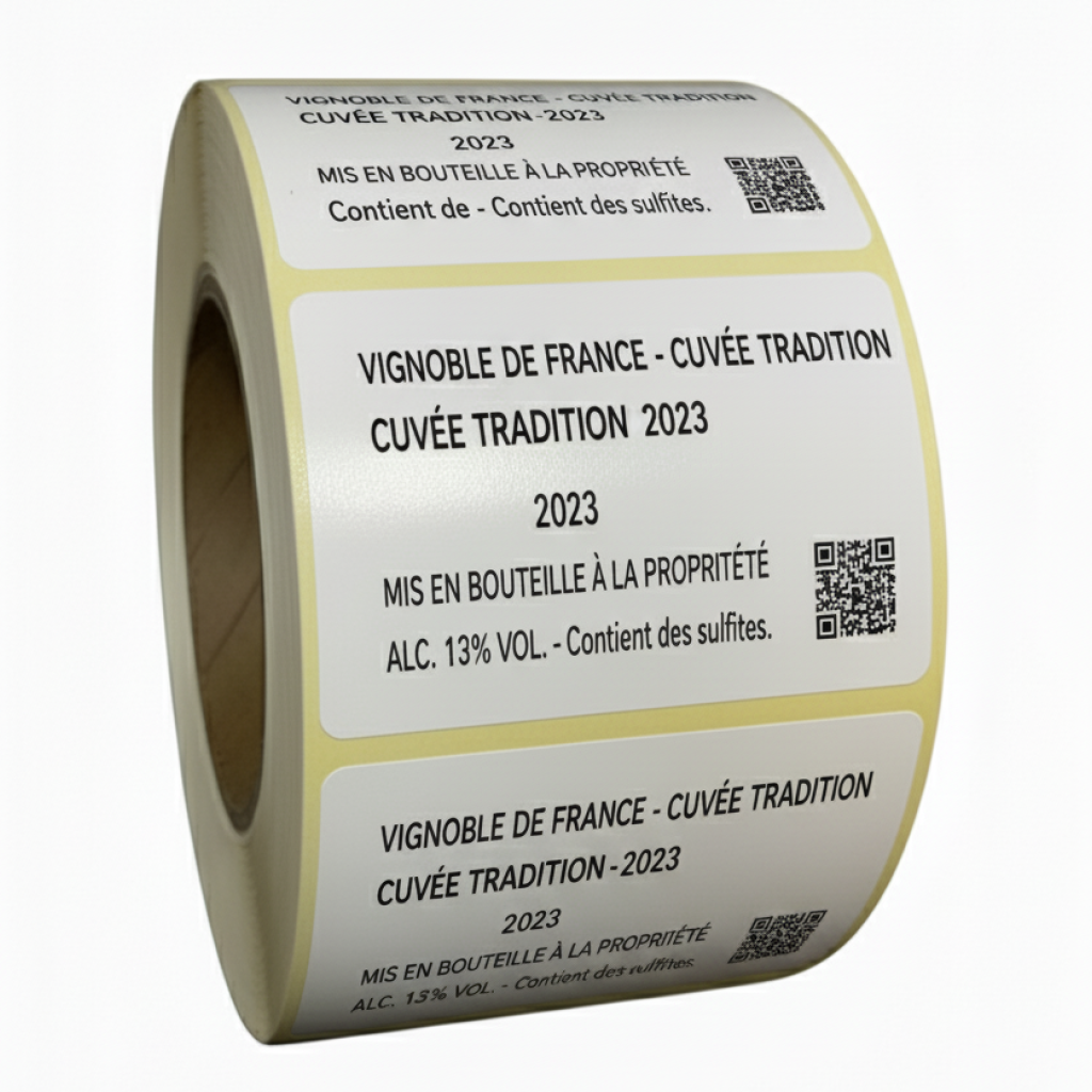 Démonstration de l'utilisation du produit Etq Adhésive 80x60mm Couché Neutre Blanche sur fond neutre