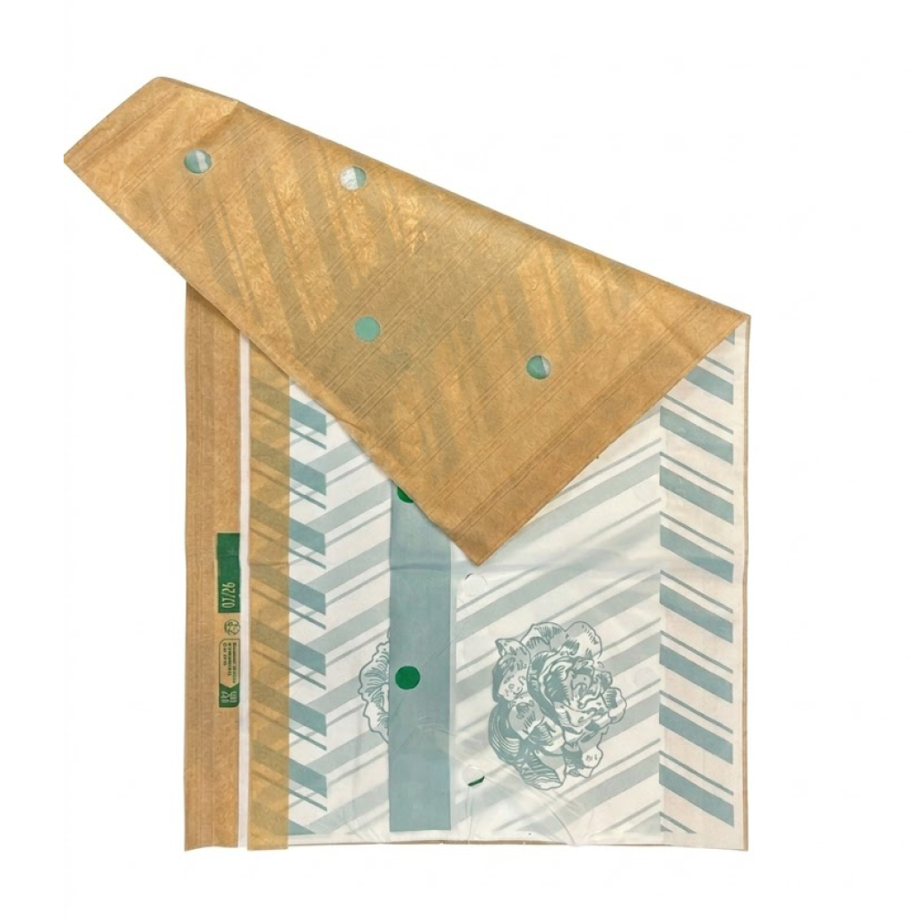 Garniture PEHD/Kraft 550x1250 Adhésive Salade Vert Passe Partout - Lot de 500