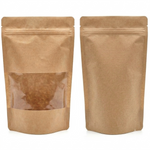 Sachet kraft zip avec fenêtre transparente, vue recto et verso