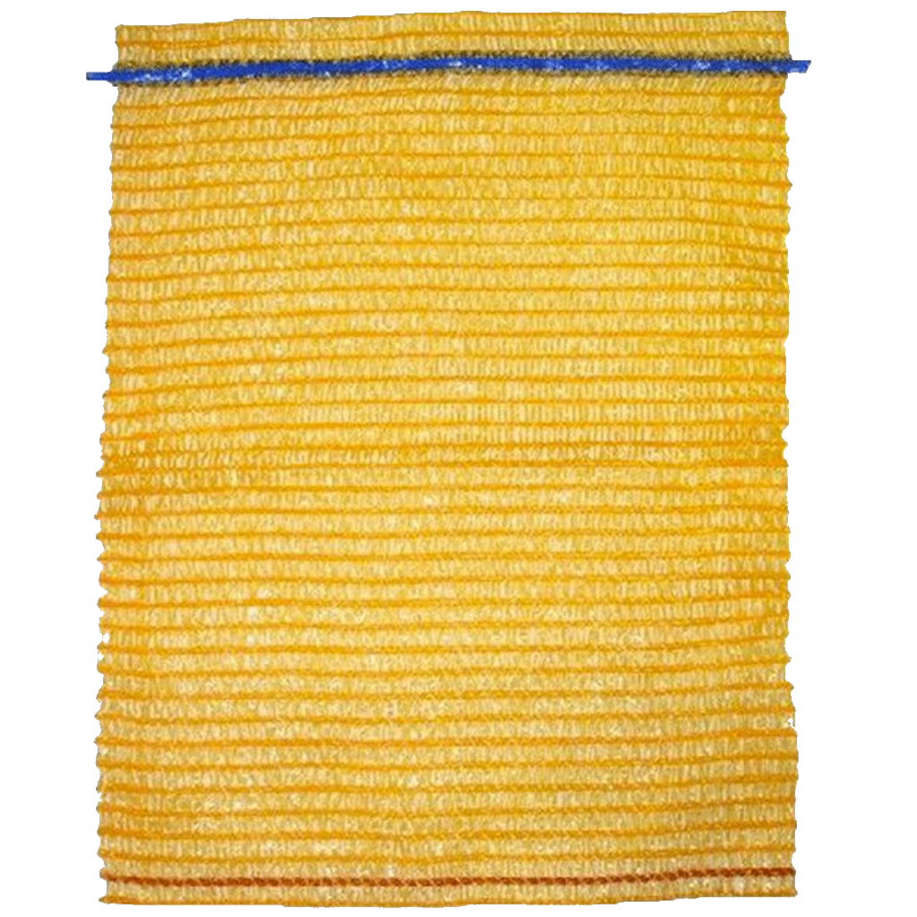 Présentation du produit Sac Filet Jaune 5kg avec Tirette sur fond neutre