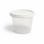 Présentation du produit Ensemble Pot PP Cristal + Couvercle Blanc 25cl sur fond neutre