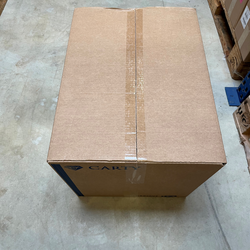 Présentation du colisage reçu pour le produit Ensemble Pot PP Cristal + Couvercle Blanc 50cl