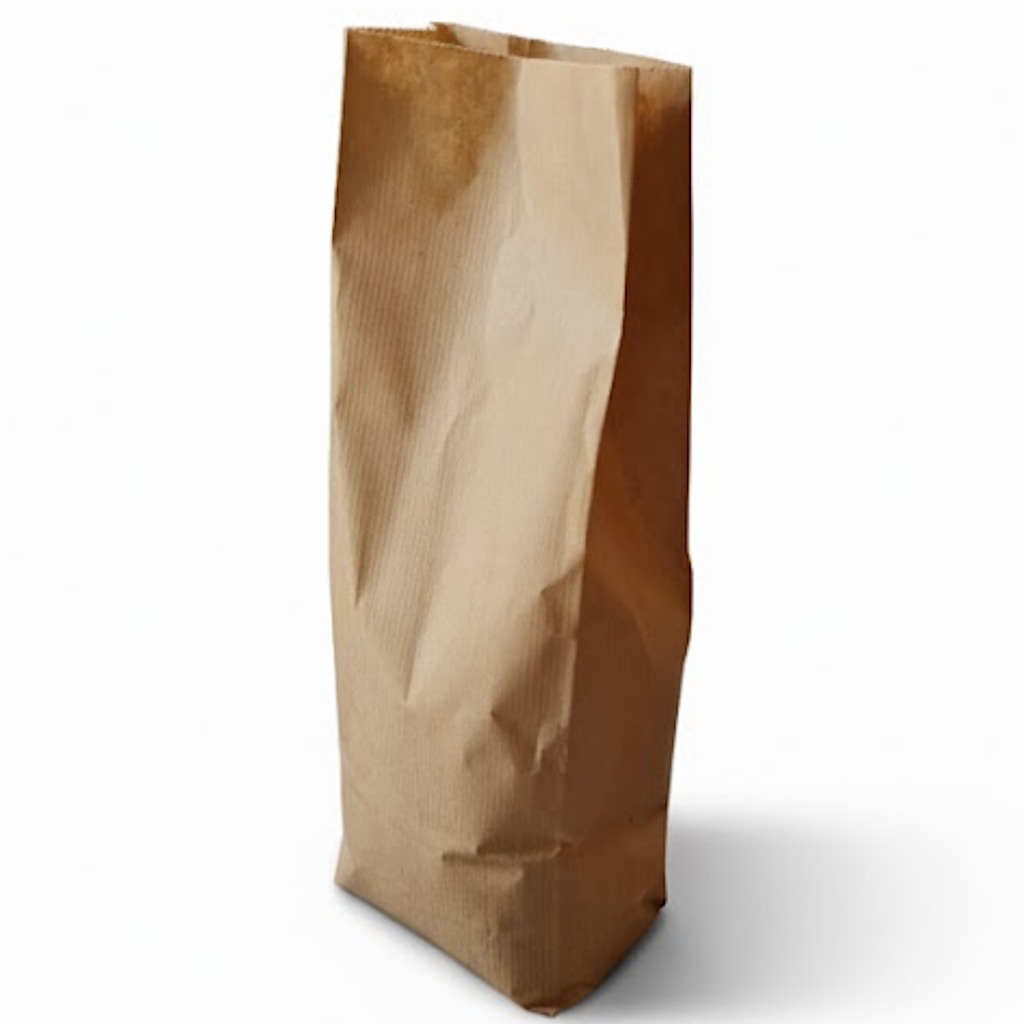 Présentation du produit Sac SOS Kraft Brun sans fenêtre (1kg) sur fond neutre