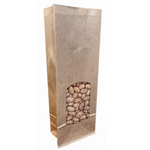 Démonstration de l'utilisation du produit Sac SOS Kraft Brun avec petite fenêtre (1kg) sur fond neutre