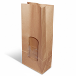 Présentation du produit Sac SOS Kraft Brun avec fenêtre (2kg) sur fond neutre