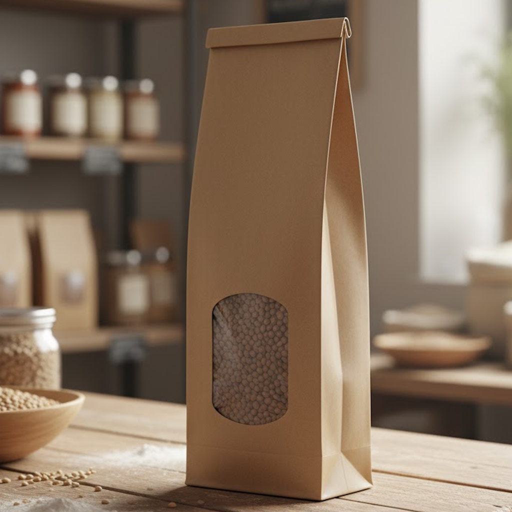 Démonstration de l'utilisation du produit Sac SOS Kraft Brun avec petite fenêtre (500g) dans la vie de tout les jours