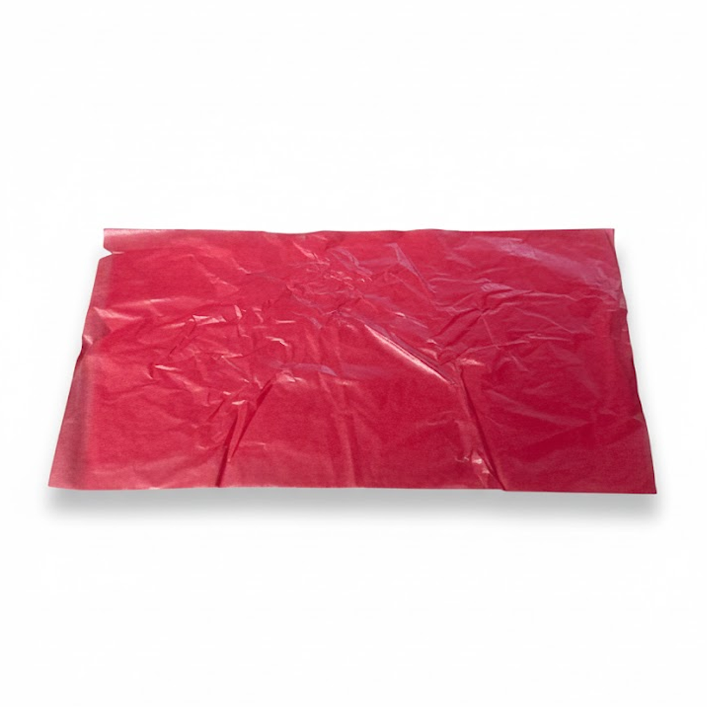Feuille de papier cristallose rouge froissée, format rectangulaire 50x100cm