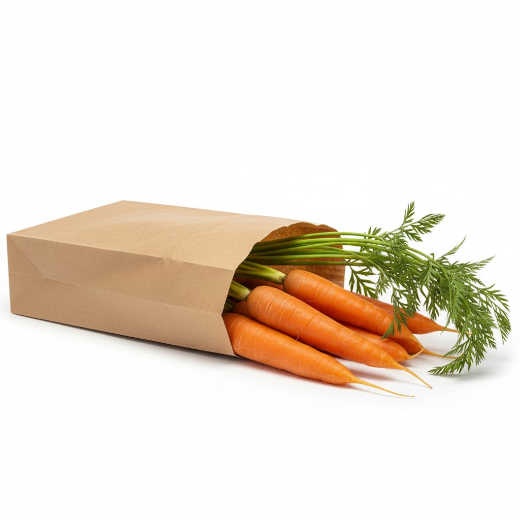 Démonstration de l'utilisation du produit Sac Papier Kraft Brun 22+9x34cm (3kg) Sans Impression sur fond neutre