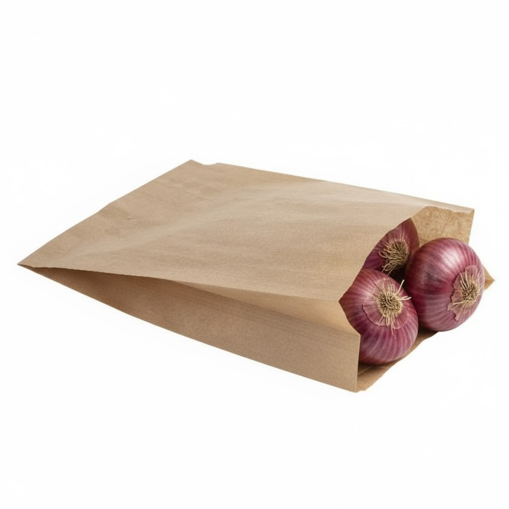 Démonstration de l'utilisation du produit Sac Papier Kraft Brun 17+6x26cm (1kg) Sans Impression sur fond neutre