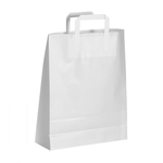 Présentation du produit Sac Papier SOS Blanc 3kg avec poignées plates 20+10x33+10cm sur fond neutre