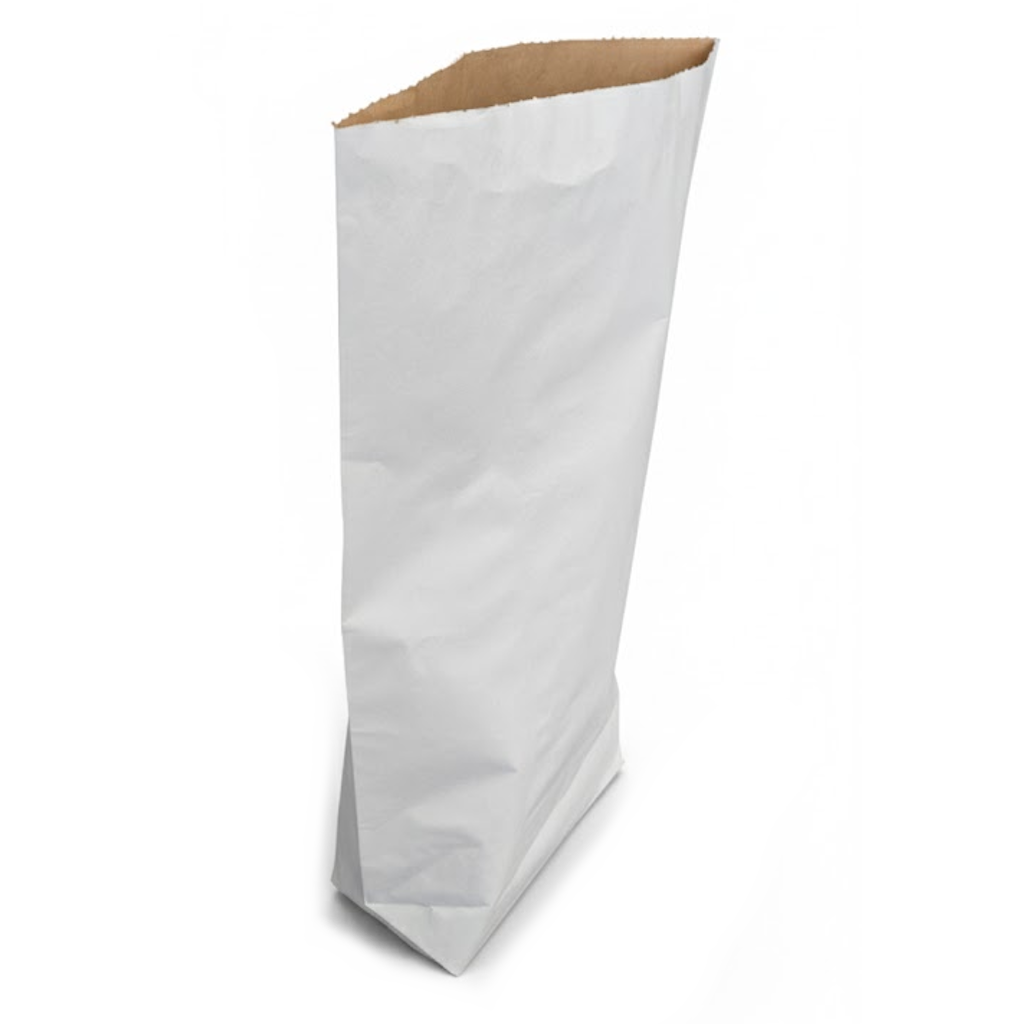 Démonstration de l'utilisation du produit Sac Papier 5kg Blanc Gueule Ouverte sur fond neutre