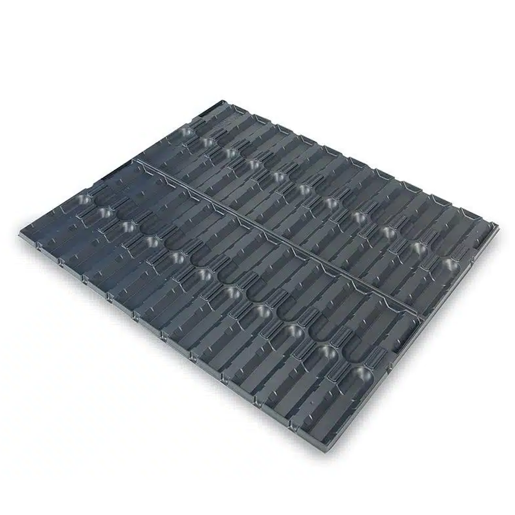 Plaque intercalaire VINPLAST 1210 noire avec alvéoles pour bouteilles, vue en perspective