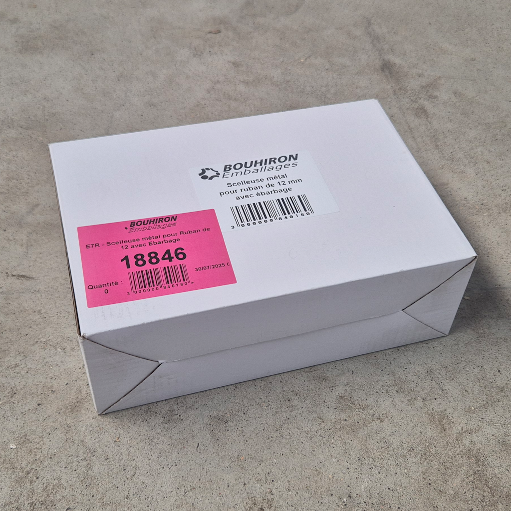 Présentation du colisage reçu pour le produit Scelleuse métal pour Ruban de 12mm avec Ebarbage