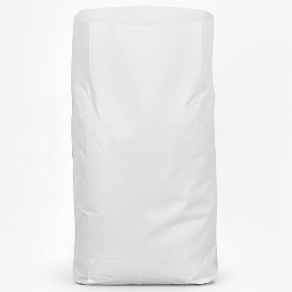 Démonstration de l'utilisation du produit Sac Papier 10kg Blanc Gueule Ouverte sur fond neutre