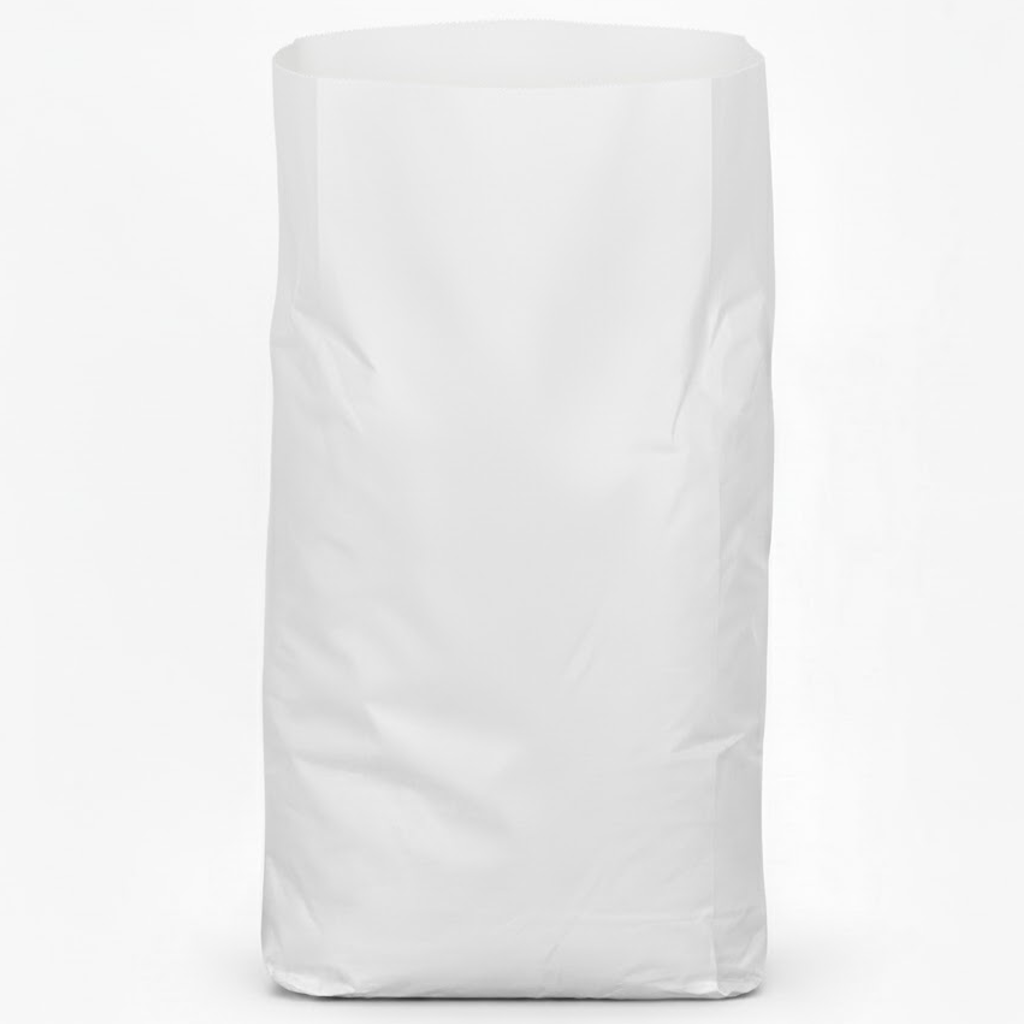 Démonstration de l'utilisation du produit Sac Papier 15kg Blanc Gueule Ouverte sur fond neutre