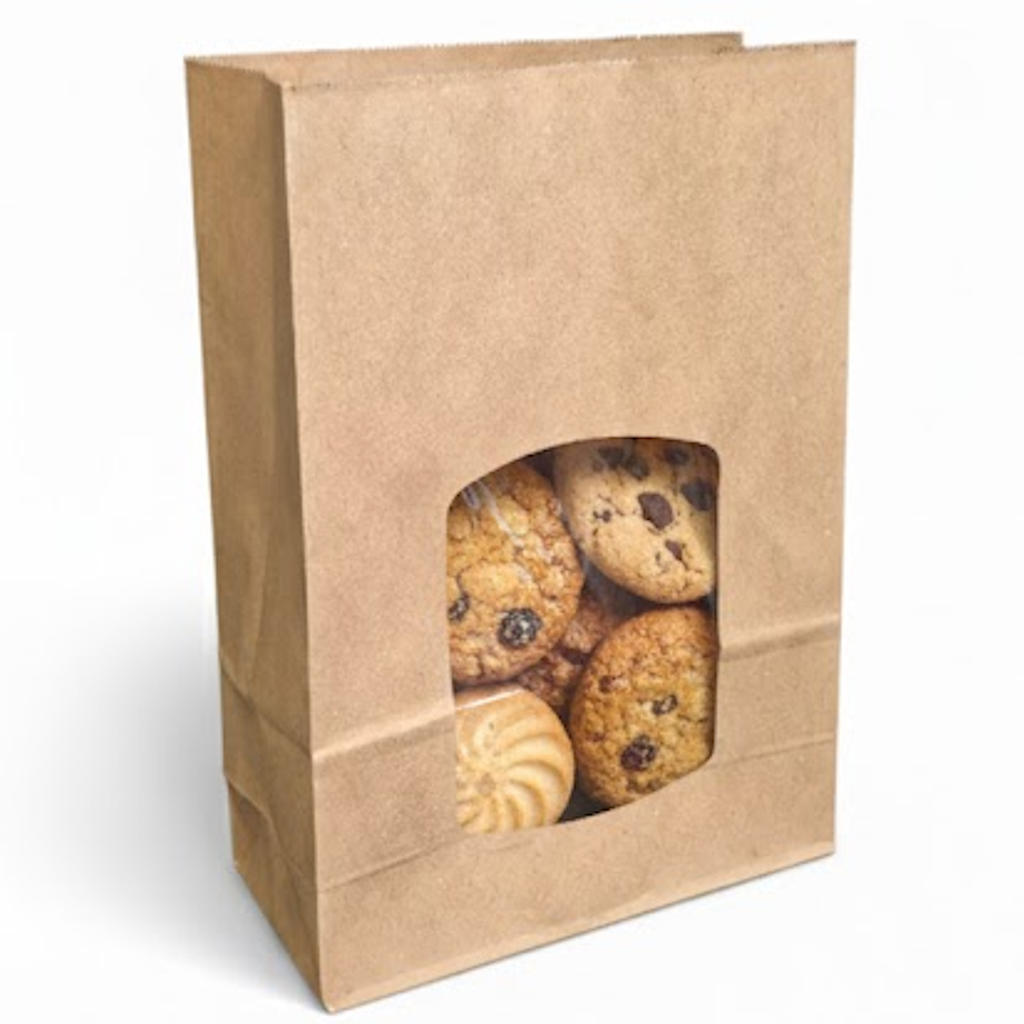 Démonstration de l'utilisation du produit Sac SOS Kraft avec fenêtre XL double PP 650ml sur fond neutre