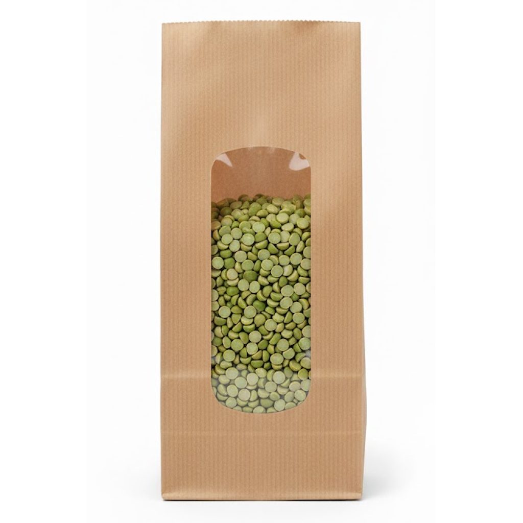 Démonstration de l'utilisation du produit Sac SOS Kraft avec fenêtre XL double PP 250ml (500g) sur fond neutre