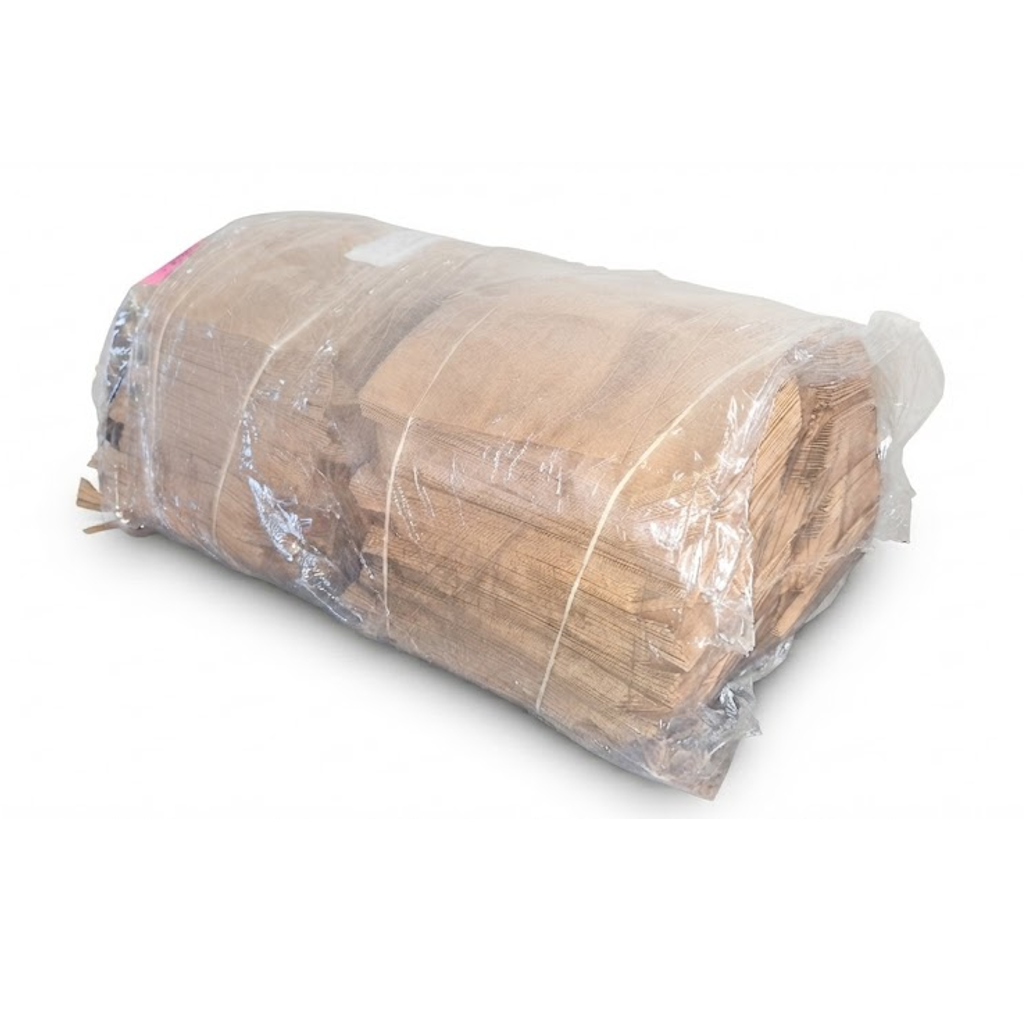 Sac écorné kraft brun 2 feuilles emballé sous film plastique transparent avec bandes de cerclage