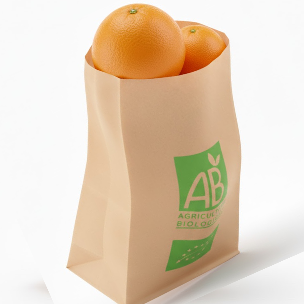 Démonstration de l'utilisation du produit Sac Papier Kraft Brun AB 14+9x21cm (500g) Impression AB sur fond neutre