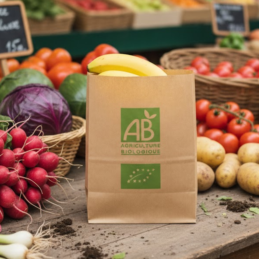 Démonstration de l'utilisation du produit Sac Papier Kraft Brun AB 17+6x26cm (1kg) Impression AB dans la vie de tout les jours