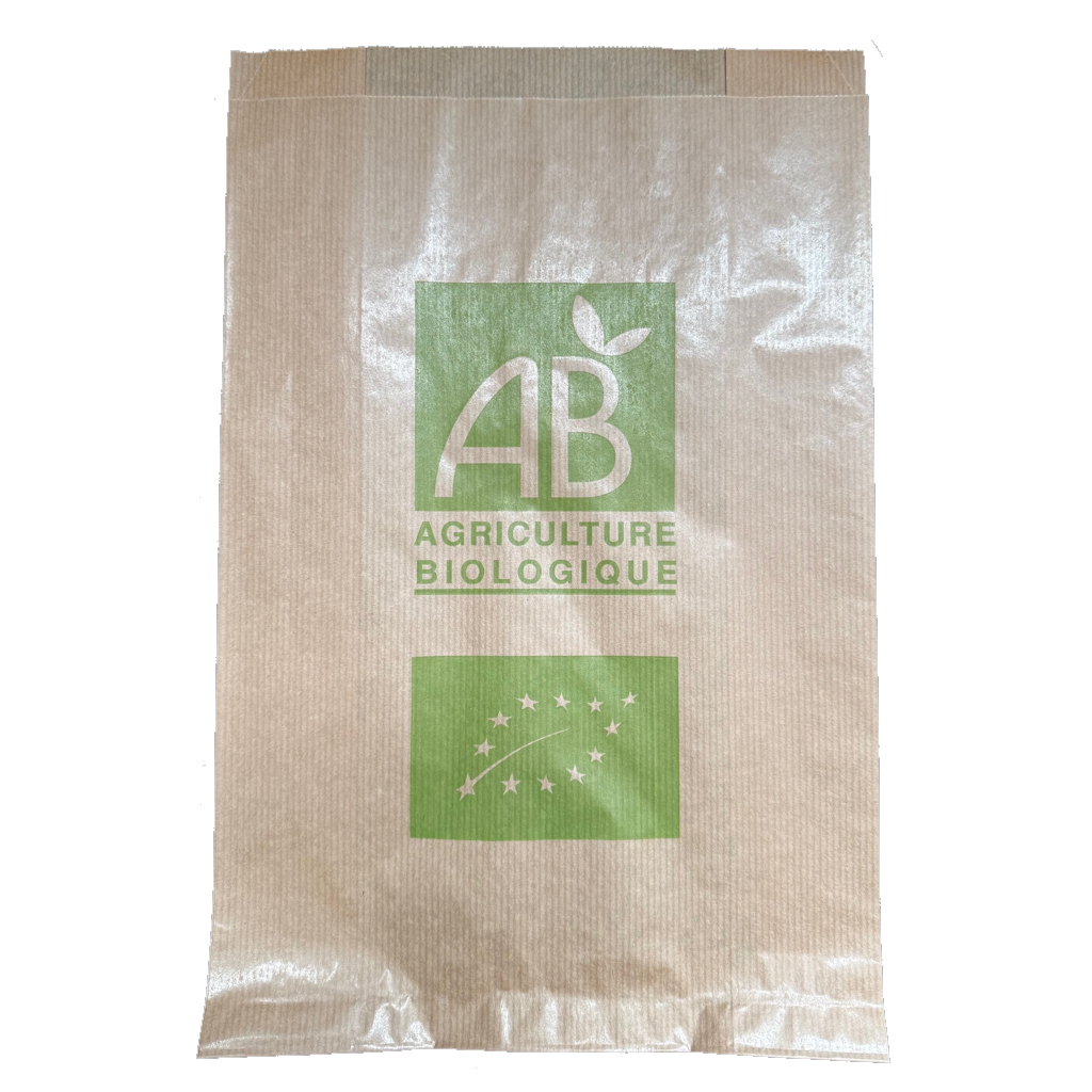 Présentation du produit Sac Papier Kraft Brun AB 22+9x34cm (3kg) Impression AB sur fond neutre