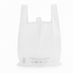 Démonstration de l'utilisation du produit Sac Bretelles réutilisables Blanc 30+14x50 50µ/14L sur fond neutre