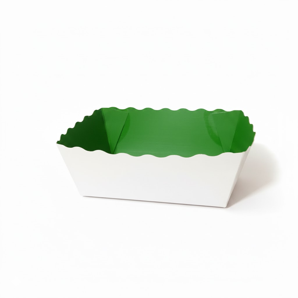 Présentation du produit Barquette Carton Vert/Blanc 500g - Sans Impression sur fond neutre