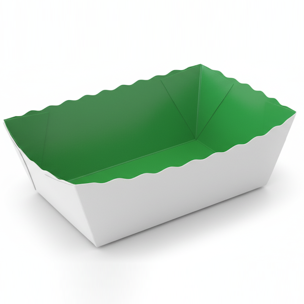 Présentation du produit Barquette Carton Vert/Blanc 1kg - Sans Impression sur fond neutre