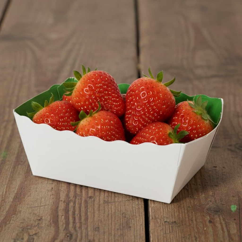 Démonstration de l'utilisation du produit Barquette Carton Vert/Blanc 250g - Sans Impression dans la vie de tout les jours