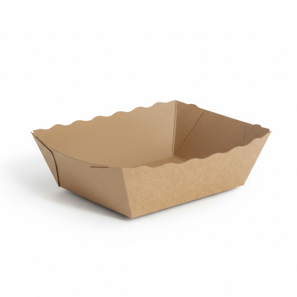 Présentation du produit Barquette Carton Kraft Naturel 250g - Sans Impression sur fond neutre