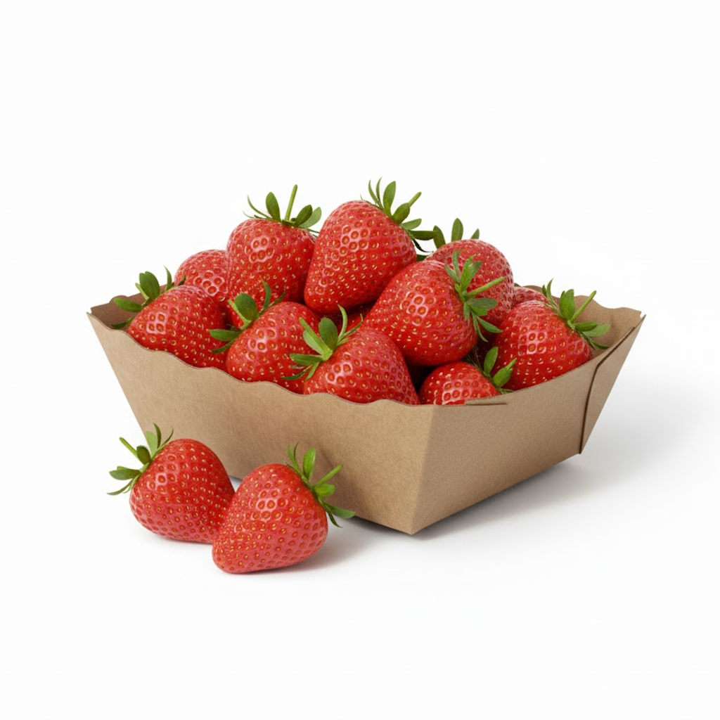 Démonstration de l'utilisation du produit Barquette Carton Kraft Naturel 250g - Sans Impression sur fond neutre