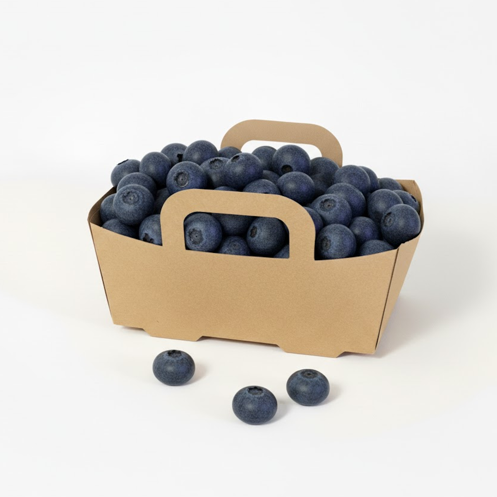 Démonstration de l'utilisation du produit Barquette Carton Kraft Naturel 125g avec anses - Sans Impression sur fond neutre