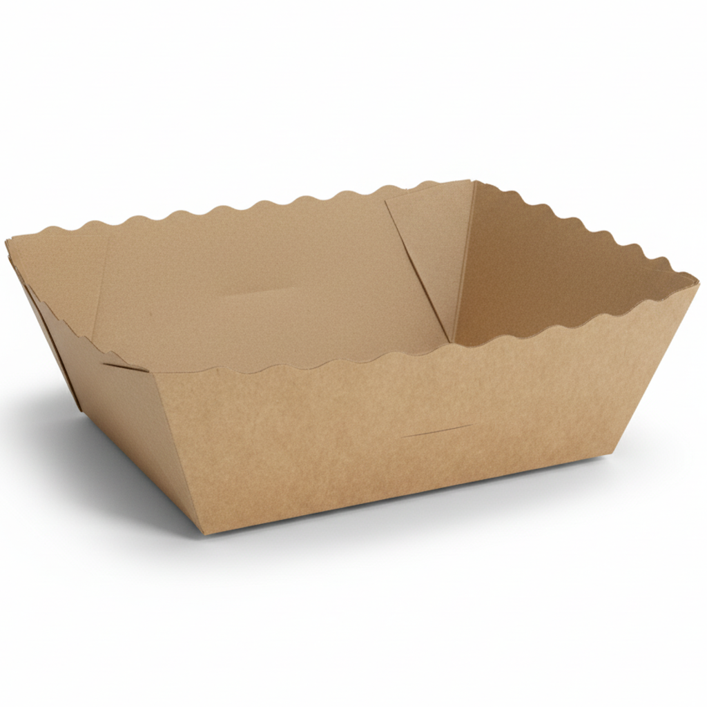 Présentation du produit Barquette Carton Kraft Naturel 1kg - Sans Impression sur fond neutre