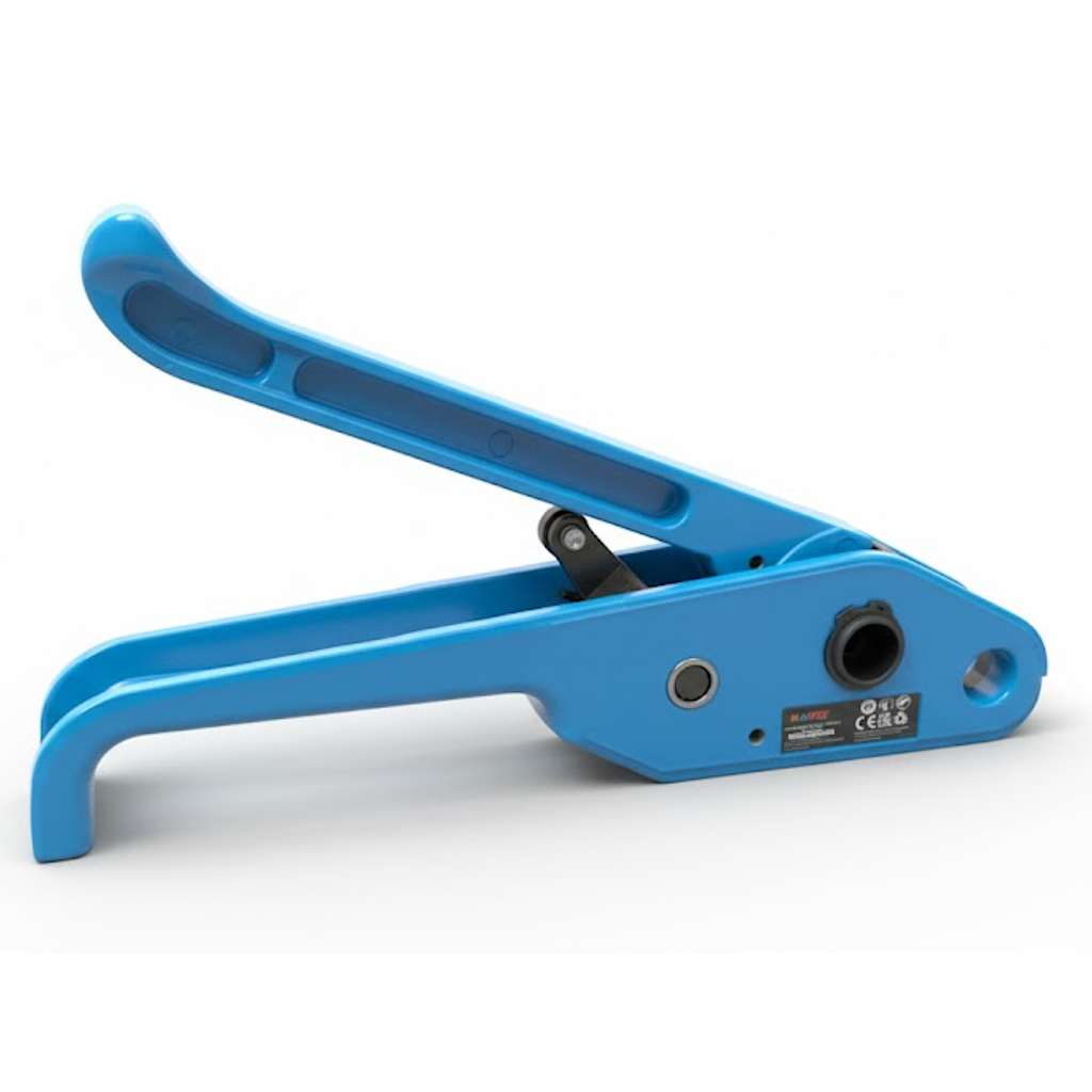 Démonstration de l'utilisation du produit Tendeur cerclage manuel pour Boucle sur fond neutre