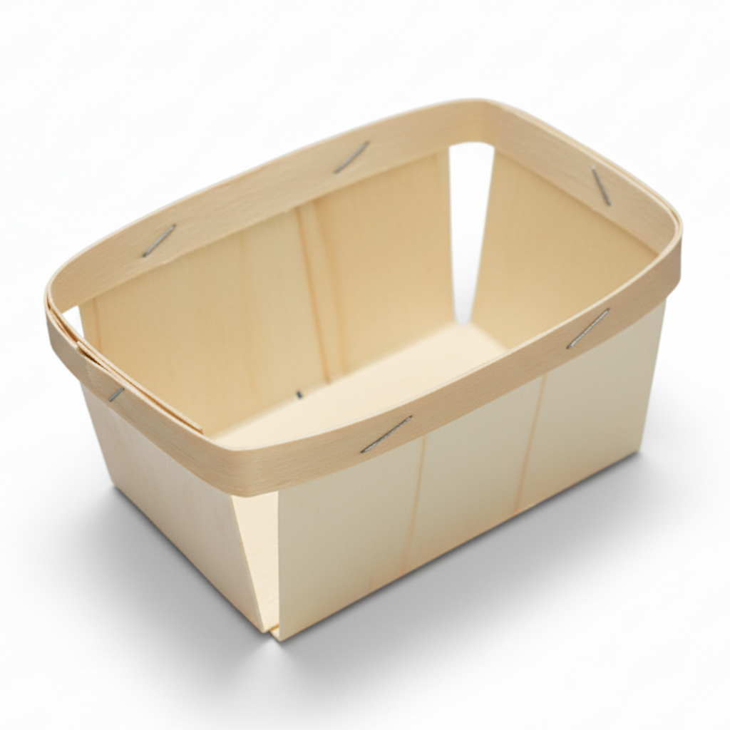 Présentation du produit Barquette Bois 160x110x70mm ceinture Neutre - Fraise 500g sur fond neutre