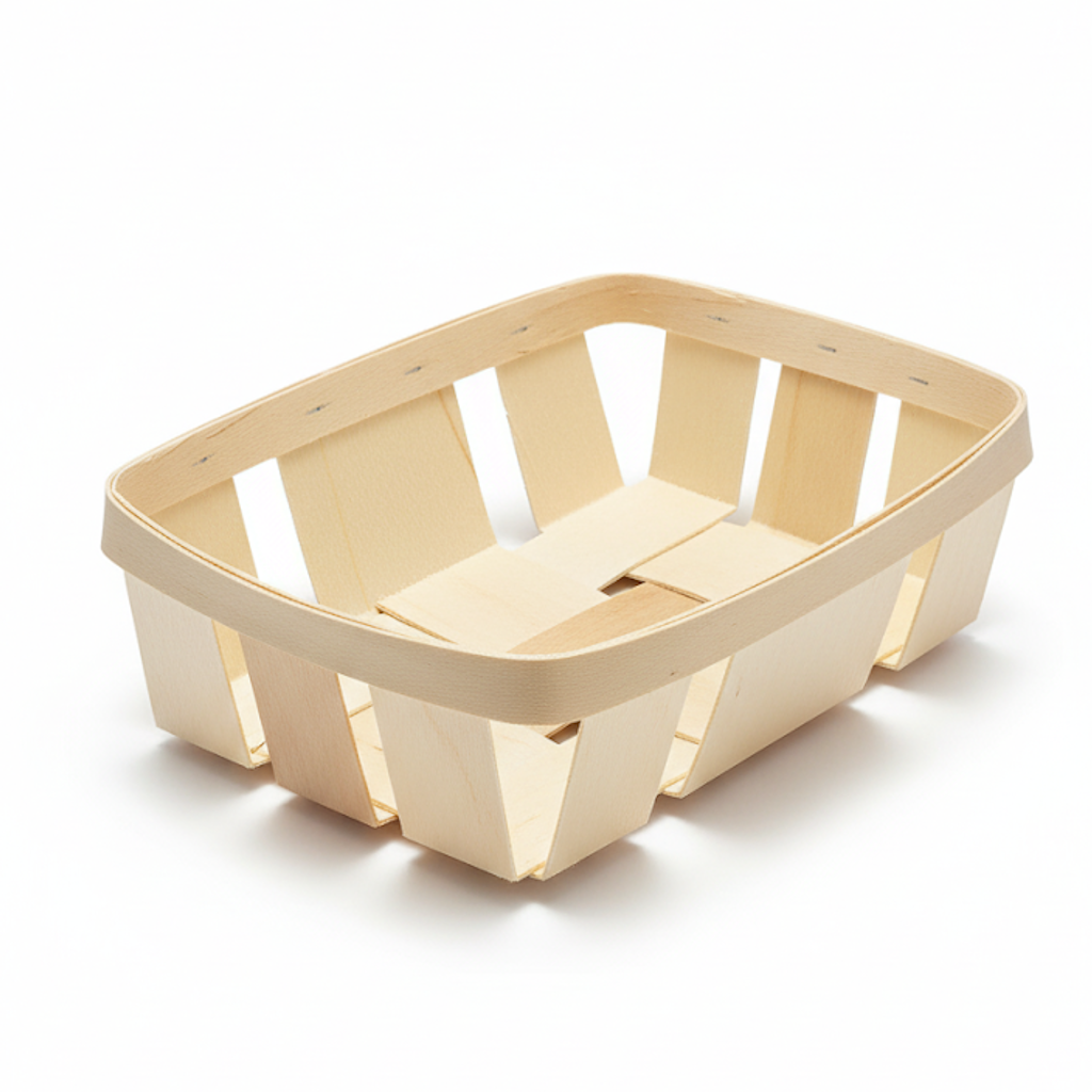 Présentation du produit Barquette Bois 235x160x65mm - 1kg sur fond neutre