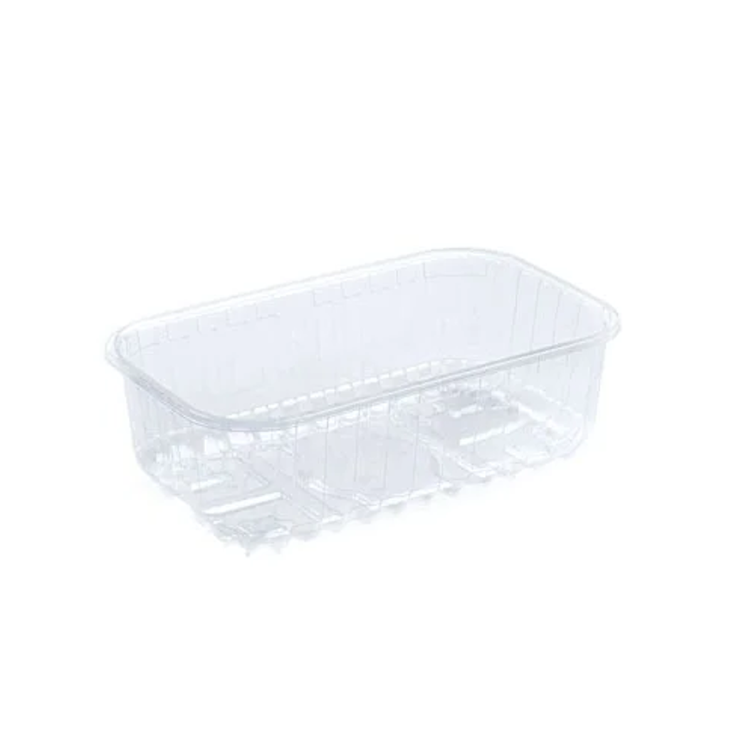 Présentation du produit Barquette RPET 250g 145x95xH60mm sur fond neutre