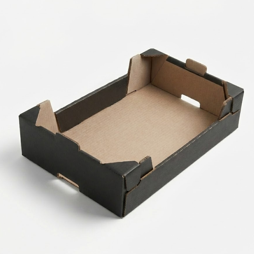 Présentation du produit Plateau Carton 60x40 H17.5cm Noir sur fond neutre